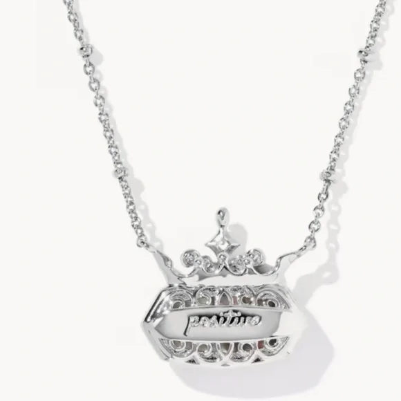 Disney | Kendra Scott Elisa Princess Silver Pendant in Light Pink Iridescent - Picture 2 of 3